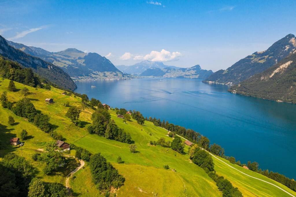 Exklusives Chalet Mit Traumhafter See- Und Bergsicht Seelisberg Dış mekan fotoğraf